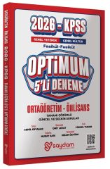 Saydam 2026 KPSS Lise Ortaöğretim Ön Lisans Optimum 5 Deneme Fasikül Çözümlü Saydam Yayınları