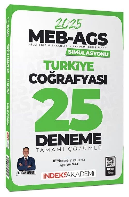 İndeks Akademi 2025 MEB-AGS Simülasyonu Türkiye Coğrafyası 25 Deneme Çözümlü - Alican Demir İndeks Akademi Yayıncılık