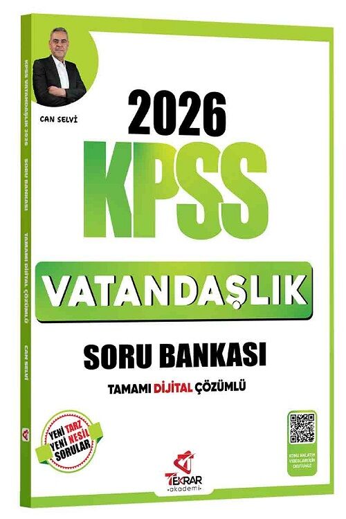 Tekrar Akademi 2026 KPSS Vatandaşlık Soru Bankası Çözümlü - Can Selvi Tekrar Akademi Yayınları