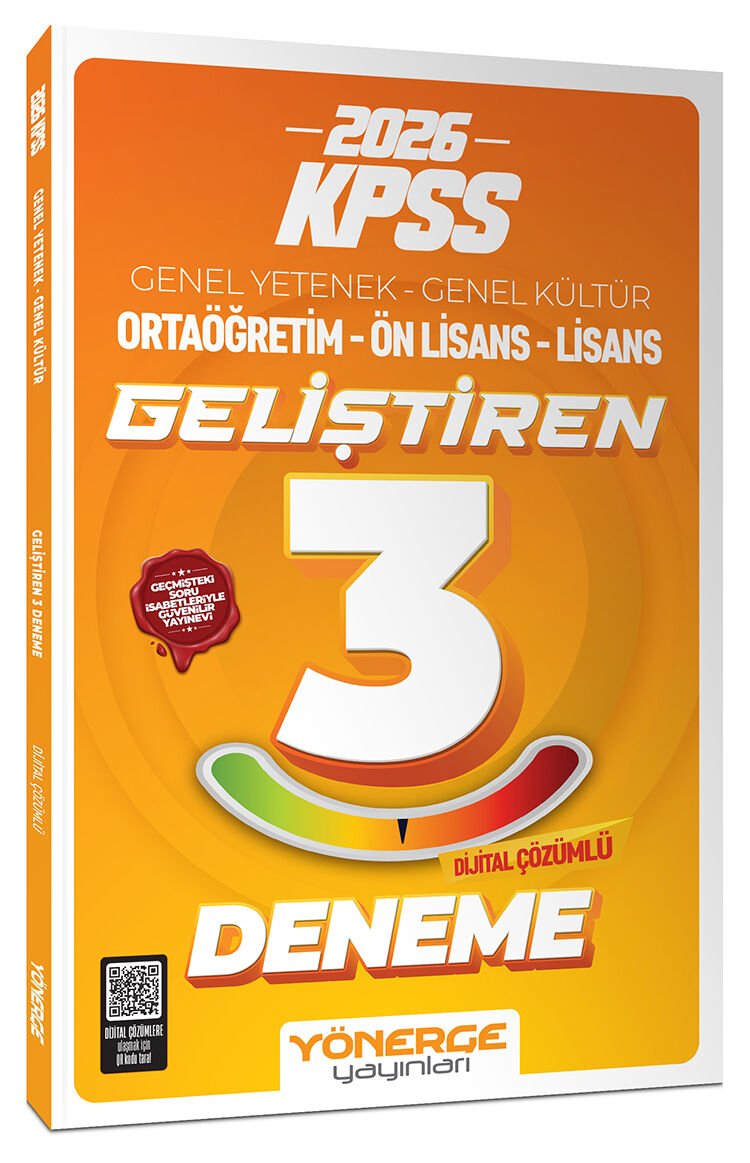 Yönerge 2026 KPSS Genel Yetenek Genel Kültür Geliştiren 3 Deneme Çözümlü Yönerge Yayınları