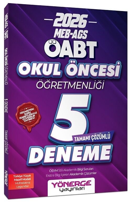 Yönerge 2026 ÖABT MEB-AGS Okul Öncesi Öğretmenliği 5 Deneme Çözümlü Yönerge Yayınları - İADESİZ