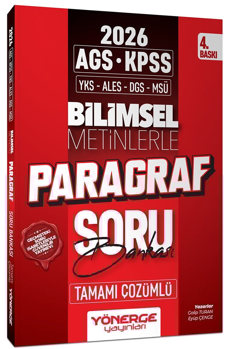 Yönerge 2026 KPSS MEB-AGS TYT ALES DGS MSÜ Bilimsel Metinlerle Paragraf Soru Bankası 4. Baskı - Galip Turan Yönerge Yayınları
