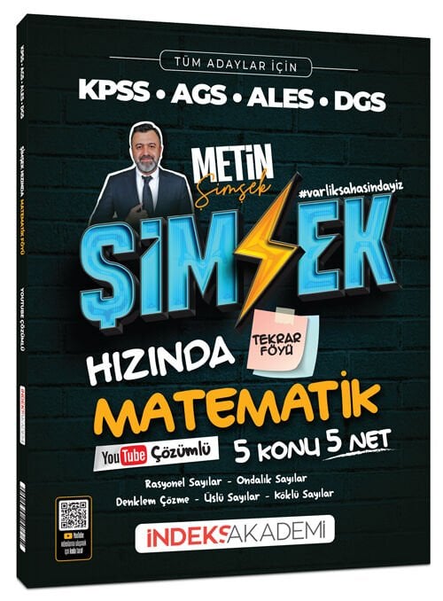 İndeks Akademi KPSS MEB-AGS ALES DGS Şimşek Hızında Matematik Tekrar Föyü Youtube Video Çözümlü - Metin Şimşek İndeks Akademi Yayıncılık