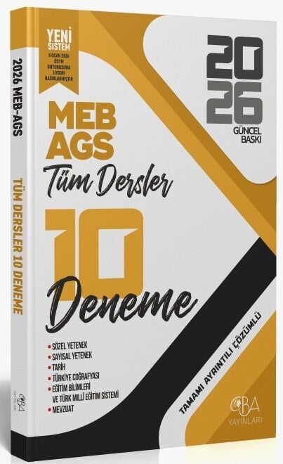 CBA Yayınları 2026 MEB-AGS Tüm Dersler 10 Deneme Çözümlü CBA Yayınları