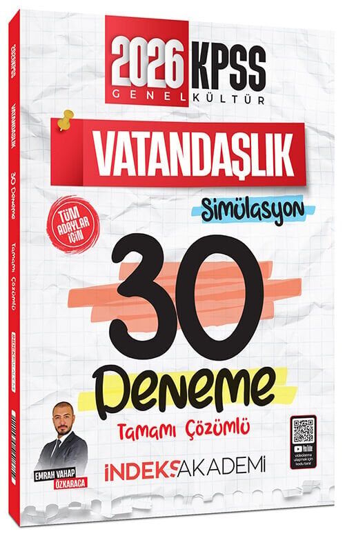 İndeks Akademi 2026 KPSS Vatandaşlık Simülasyon 30 Deneme Çözümlü - Emrah Vahap Özkaraca İndeks Akademi Yayıncılık