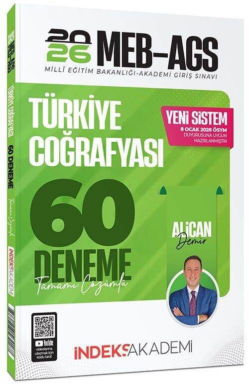 İndeks Akademi 2026 MEB-AGS Türkiye Coğrafyası 60 Deneme Çözümlü - Alican Demir İndeks Akademi Yayıncılık