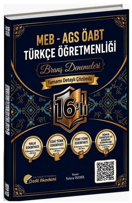 Özdil Akademi ÖABT MEB-AGS Türkçe Öğretmenliği 16 lı Branş Deneme Çözümlü - Yekta Özdil Özdil Akademi - İADESİZ