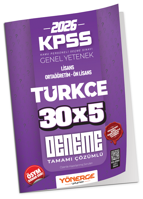 Yönerge 2026 KPSS Türkçe İLELEBET 30x5 Deneme Çözümlü Yönerge Yayınları