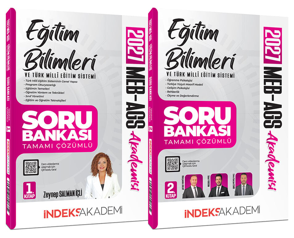 İndeks Akademi 2027 MEB-AGS Akademisi Eğitim Bilimleri ve Türk Milli Eğitim Sistemi Soru Bankası Seti Çözümlü - Zeynep Salman İçli İndeks Akademi Yayıncılık
