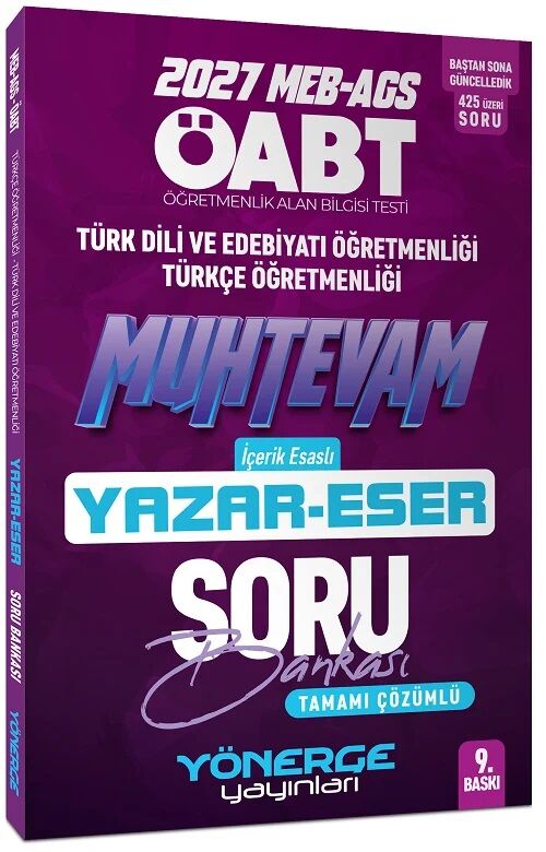 Yönerge 2027 ÖABT MEB-AGS Türk Dili Edebiyatı - Türkçe Öğretmenliği Muhtevam Yazar Eser Soru Bankası Çözümlü Yönerge Yayınları - İADESİZ