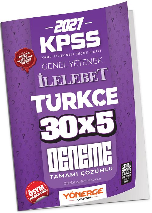 Yönerge 2027 KPSS Türkçe İLELEBET 30x5 Deneme Çözümlü Yönerge Yayınları