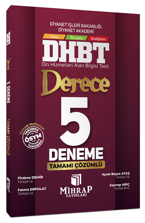 Mihrap DHBT Derece 5 Deneme Çözümlü Mihrap Yayınları - İADESİZ